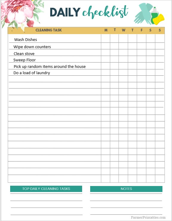 Free Daily Cleaning Checklist PDF
