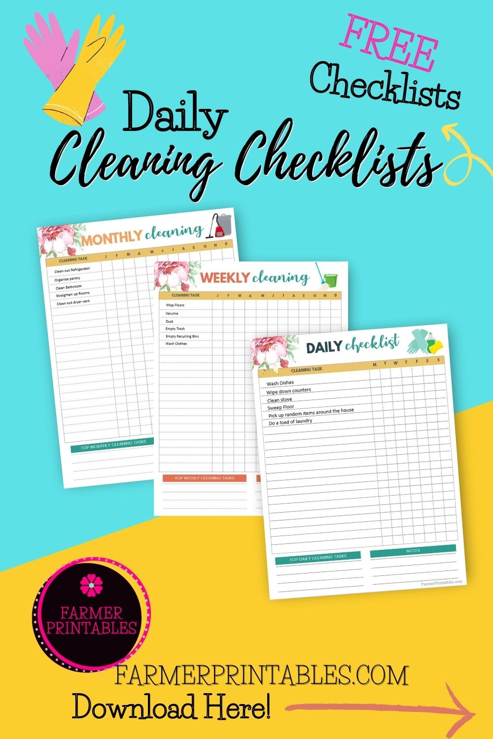Daily Cleaning Checklists pin