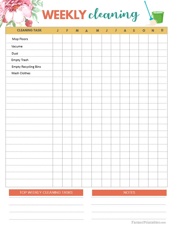 Free Weekly Cleaning Checklist