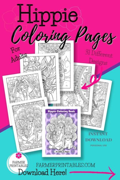 Hippie Coloring Pages for Adults