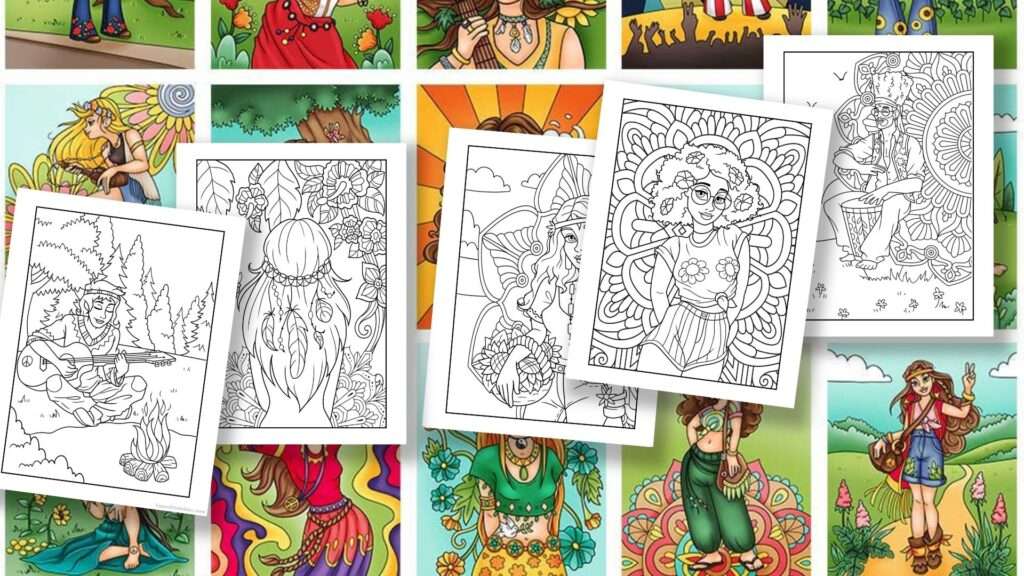 Hippy coloring Sheets For Adults